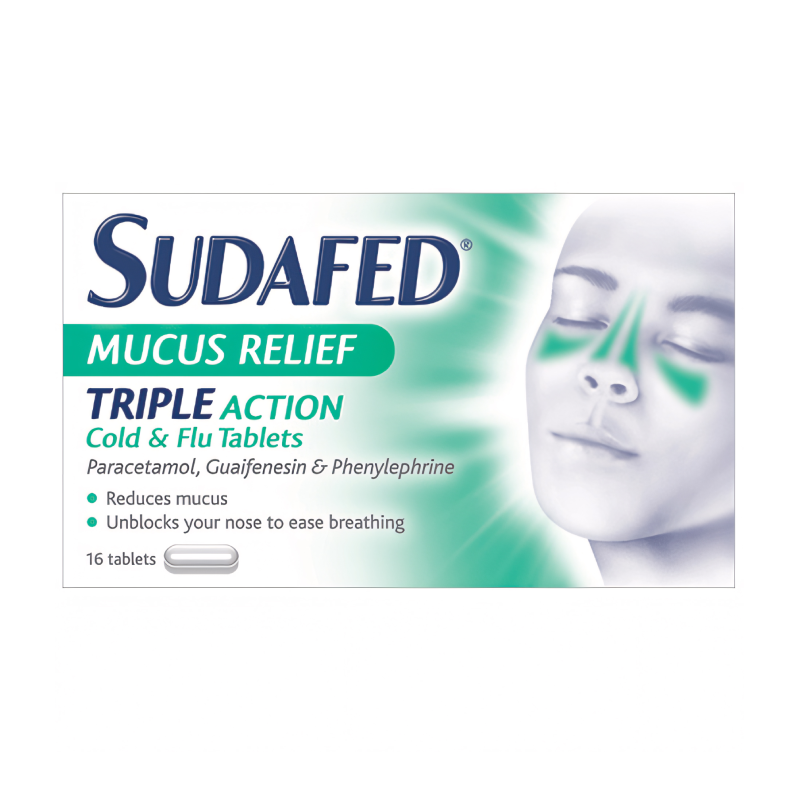 Sudafed Mucus Relief Triple Action Cold & Flu Tablets