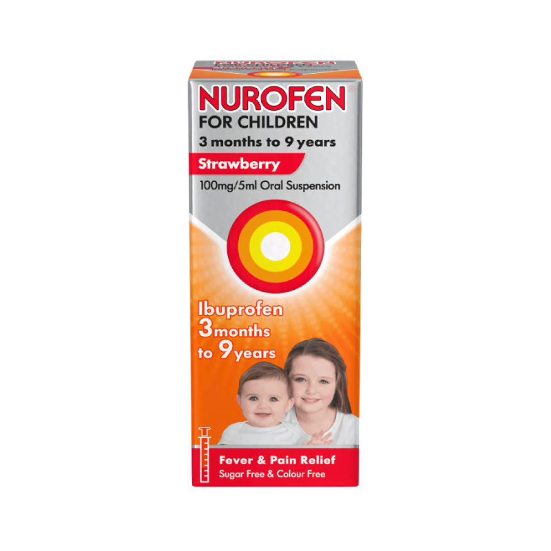 Nurofen Children Ibuprofen Strawberry Oral Suspension 3 Months - 9 Years 100ml