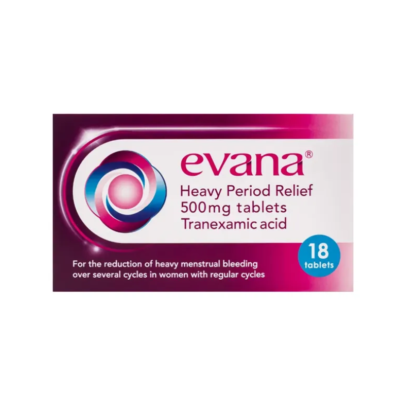 Evana Heavy Period Relief 500mg Tablets Tranexamic Acid