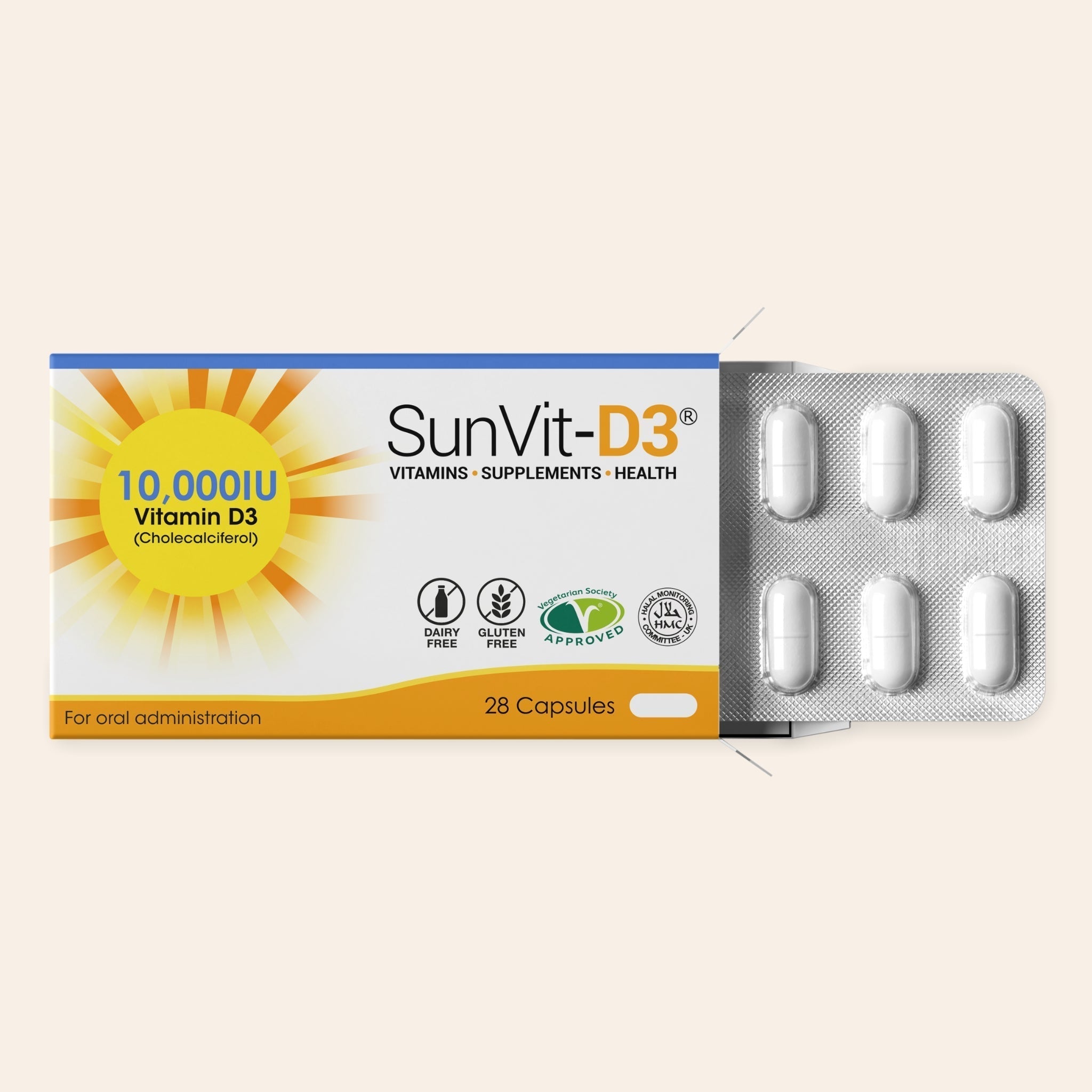 SunVit Vitamin D3 10,000IU 28 High Strength Weekly Capsules