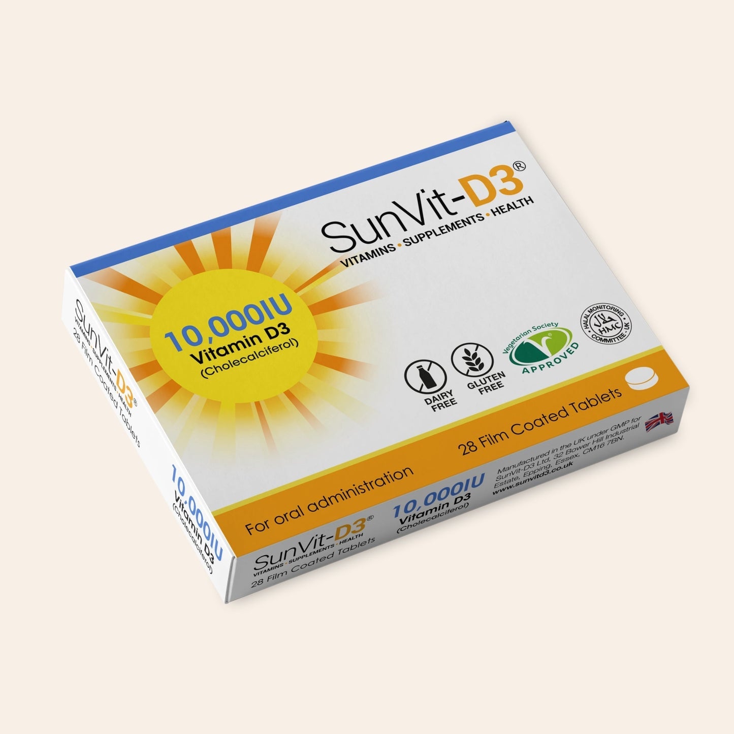 SunVit Vitamin D3 10,000IU 28 High Strength Weekly Tablets