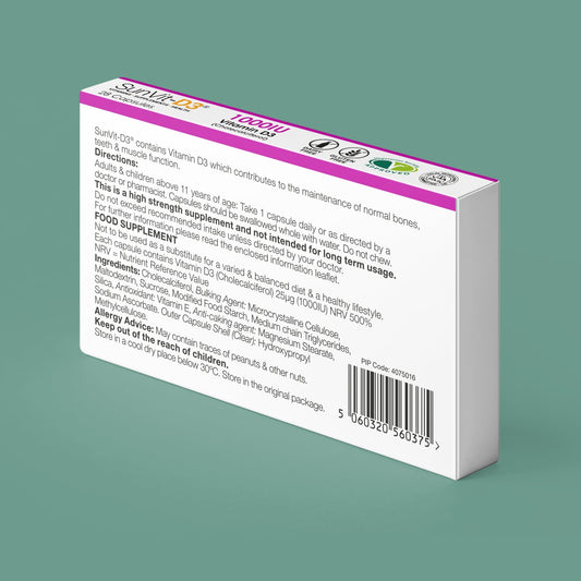 SunVit Vitamin D3 1,000IU 28 Low Strength Daily Capsules