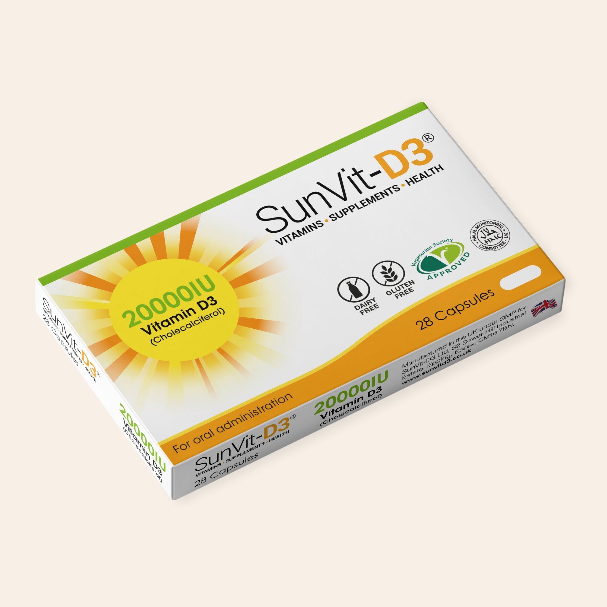 SunVit Vitamin D3 20,000IU 28 High Strength Weekly Capsules