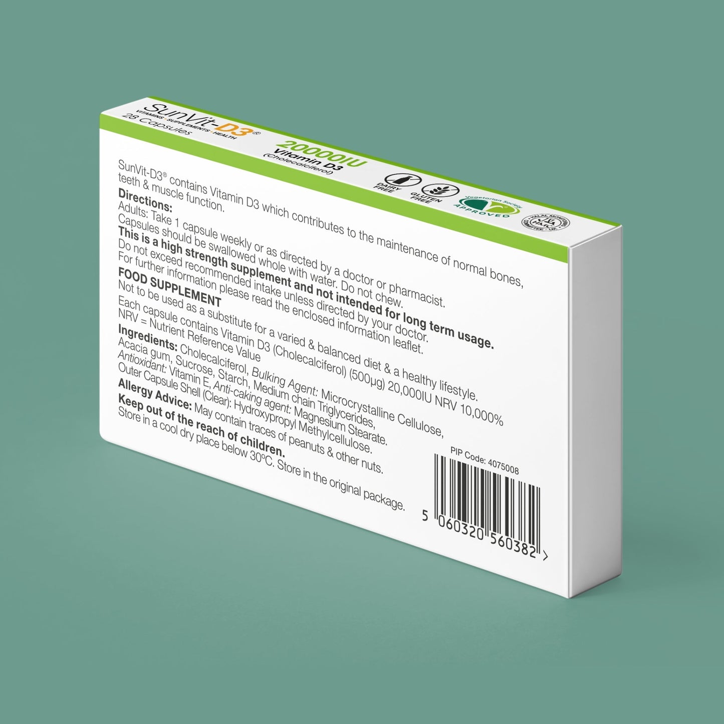 SunVit Vitamin D3 20,000IU 28 High Strength Weekly Capsules