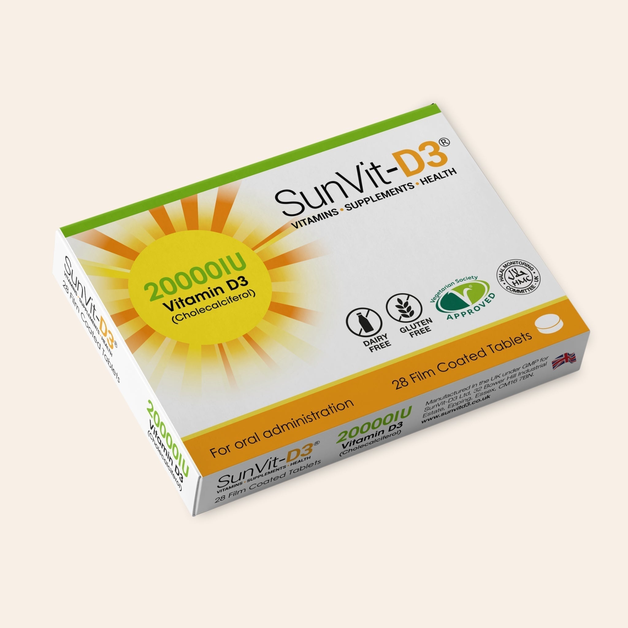SunVit Vitamin D3 20,000IU 28 High Strength Weekly Tablets