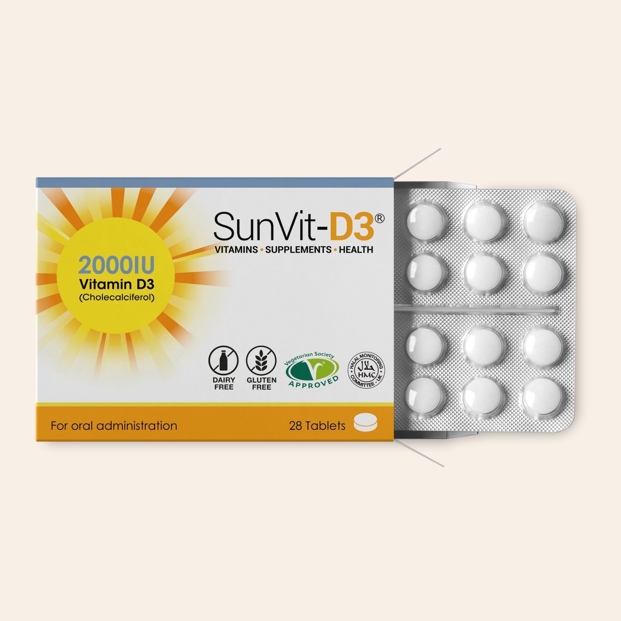 SunVit Vitamin D3 2,000IU 28 Low Strength Daily Tablets