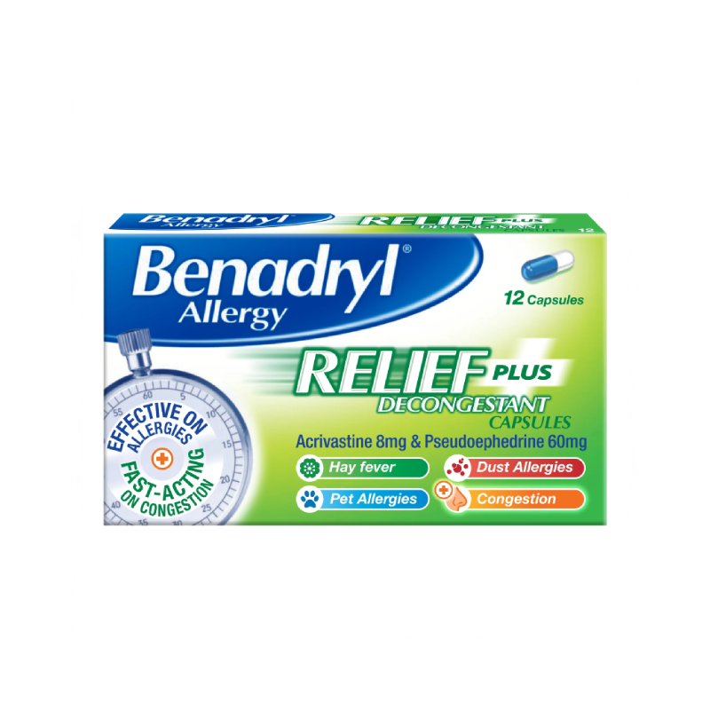 Benadryl Plus Capsules Allergy Relief