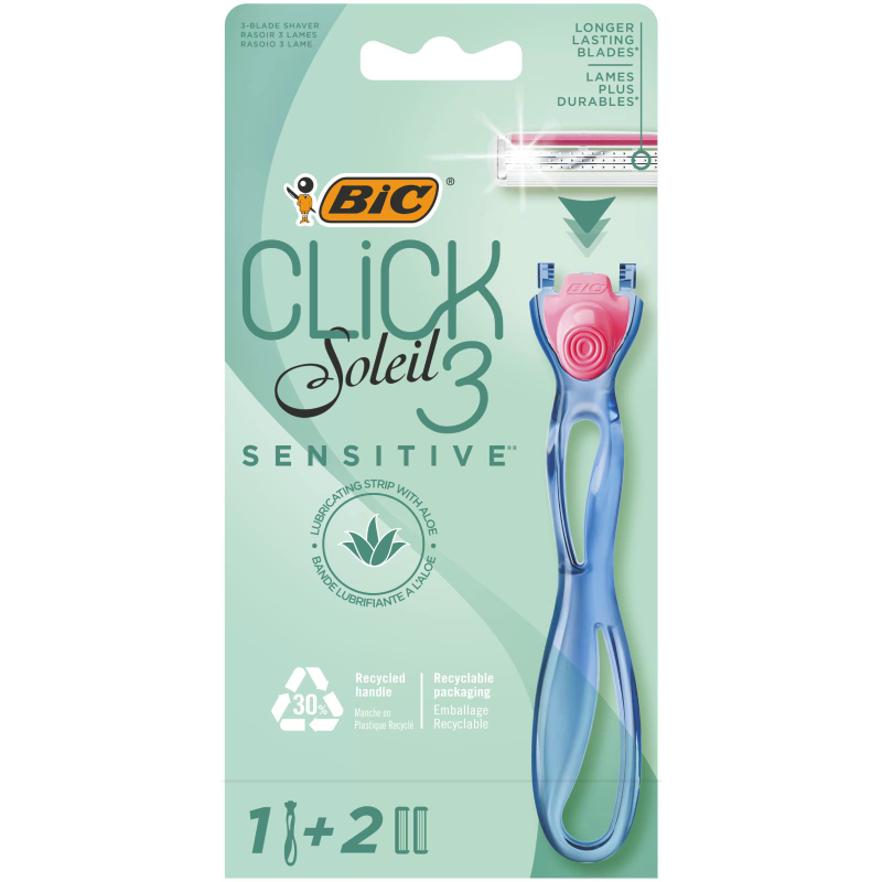 BIC Click 3 Soleil Sensitive Razor + 2 Blades