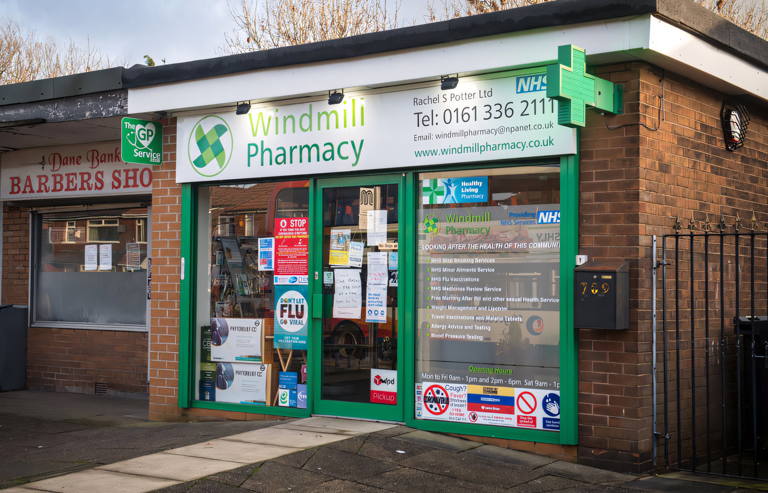 The front of Windmill Pharmacy on Windmill Lane